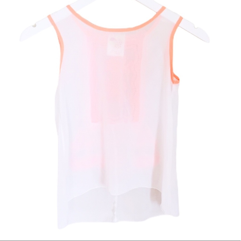 KIDDO By Katie (Nordstrom) Lace Trim Tank & Back Detail Ivory/Coral Peach 10Y